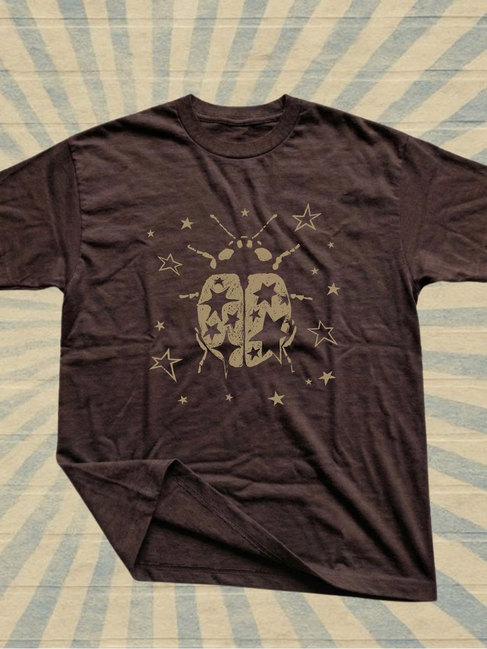 Gildan Brown Tee with Ladybug Star Graphic